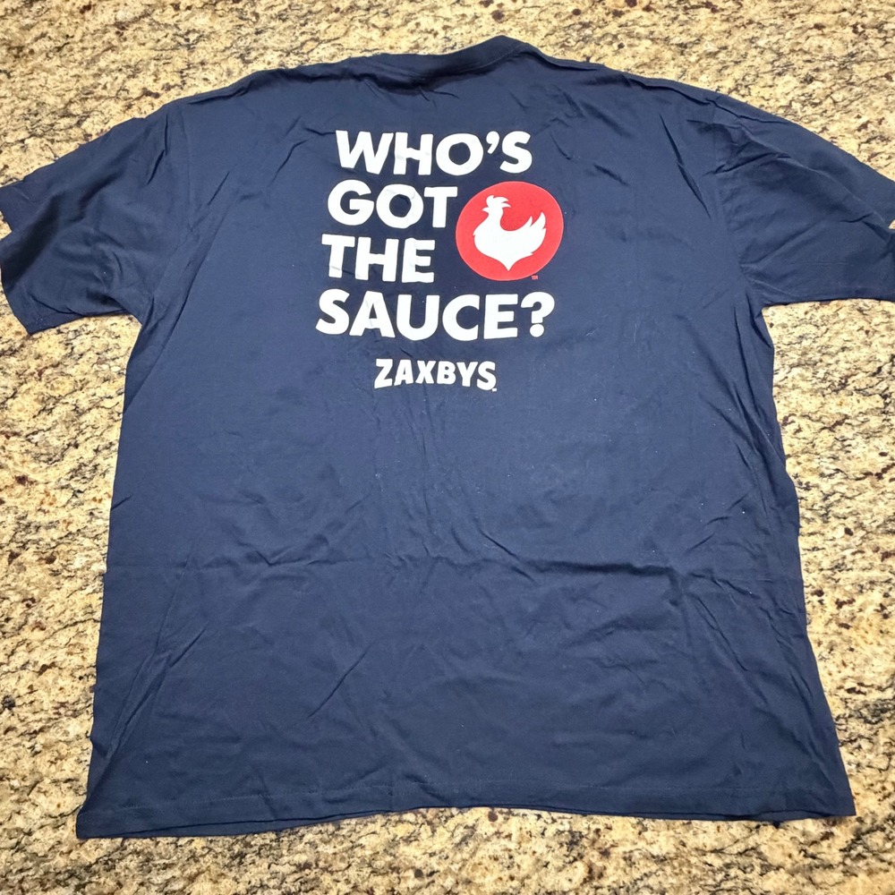 Zaxbys Employee Whos Got The Sauce Blue Graphic T-Shirt Mens 2XL Chicken Logo v